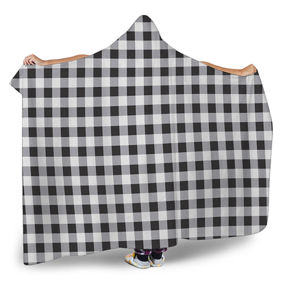 Black And White Check Pattern Print Hooded Blanket