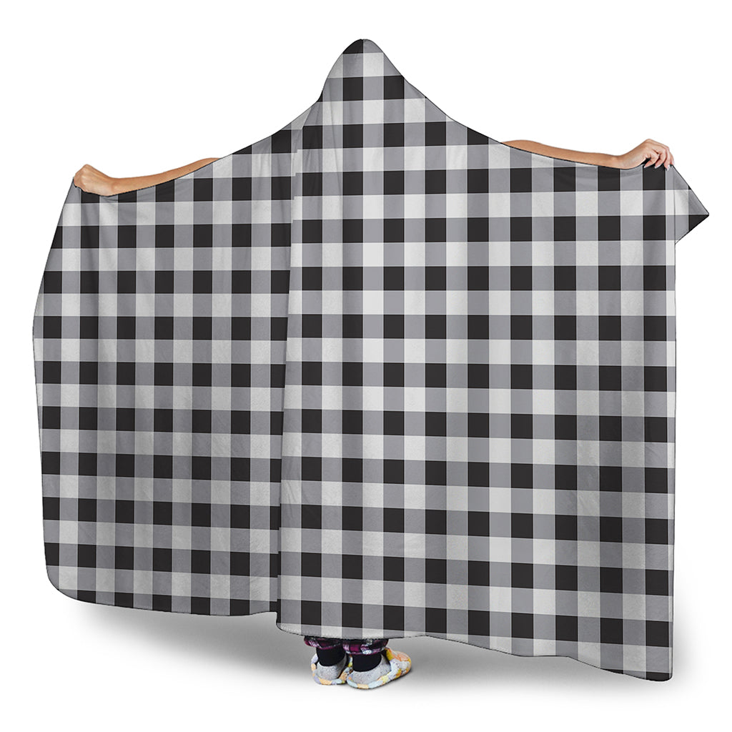 Black And White Check Pattern Print Hooded Blanket