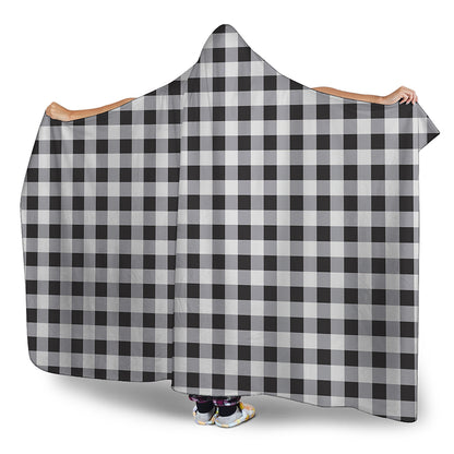Black And White Check Pattern Print Hooded Blanket