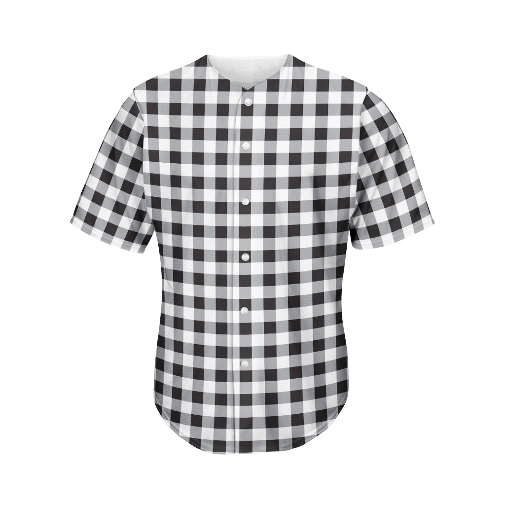 Black And White Check Pattern Print Men's Baseball Jersey