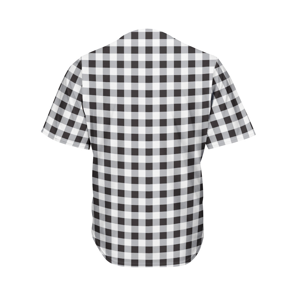 Black And White Check Pattern Print Men's Baseball Jersey