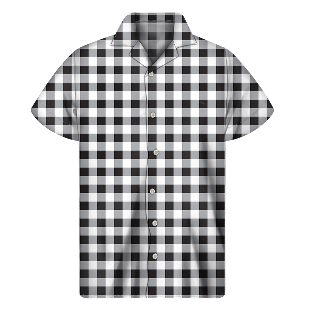 Black And White Check Pattern Print Men's Short Sleeve Shirt