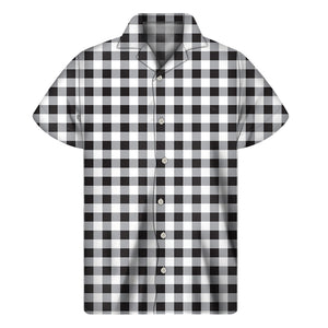 Black And White Check Pattern Print Men's Short Sleeve Shirt