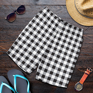 Black And White Check Pattern Print Men's Shorts