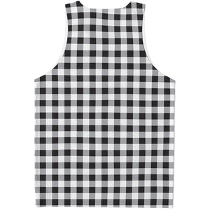 Black And White Check Pattern Print Men's Tank Top