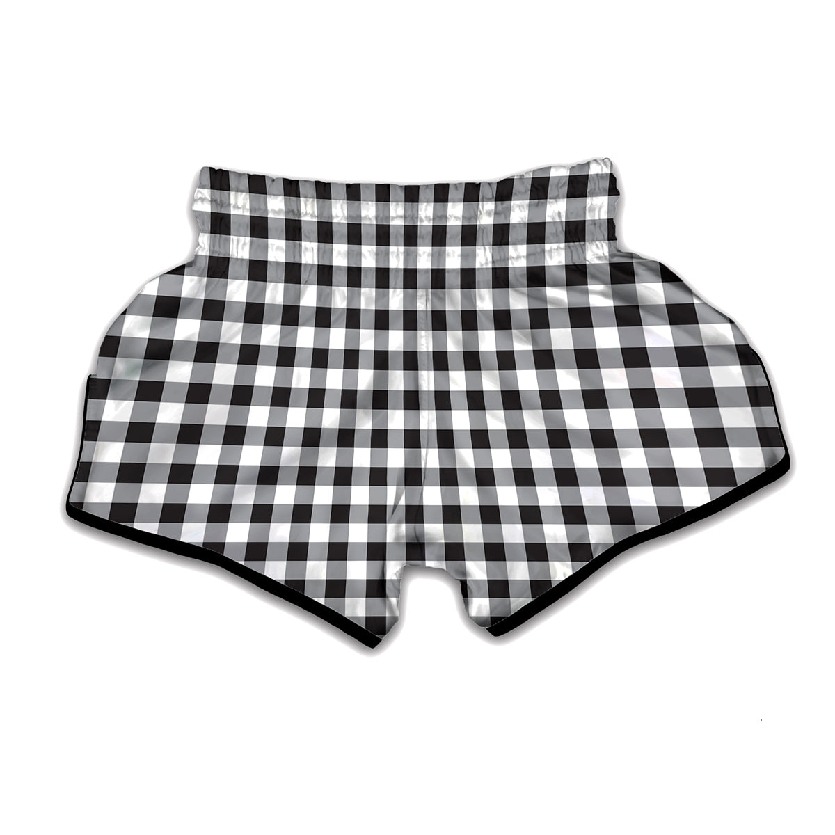 Black And White Check Pattern Print Muay Thai Boxing Shorts