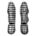 Black And White Check Pattern Print Muay Thai Shin Guards