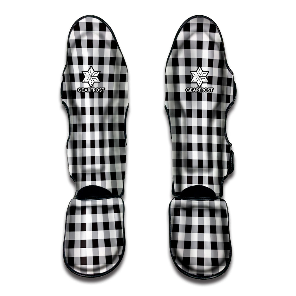 Black And White Check Pattern Print Muay Thai Shin Guard