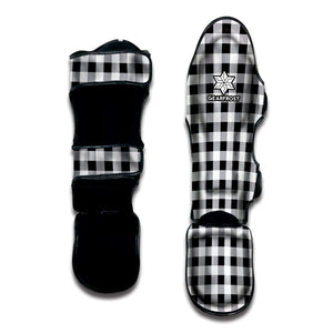 Black And White Check Pattern Print Muay Thai Shin Guard