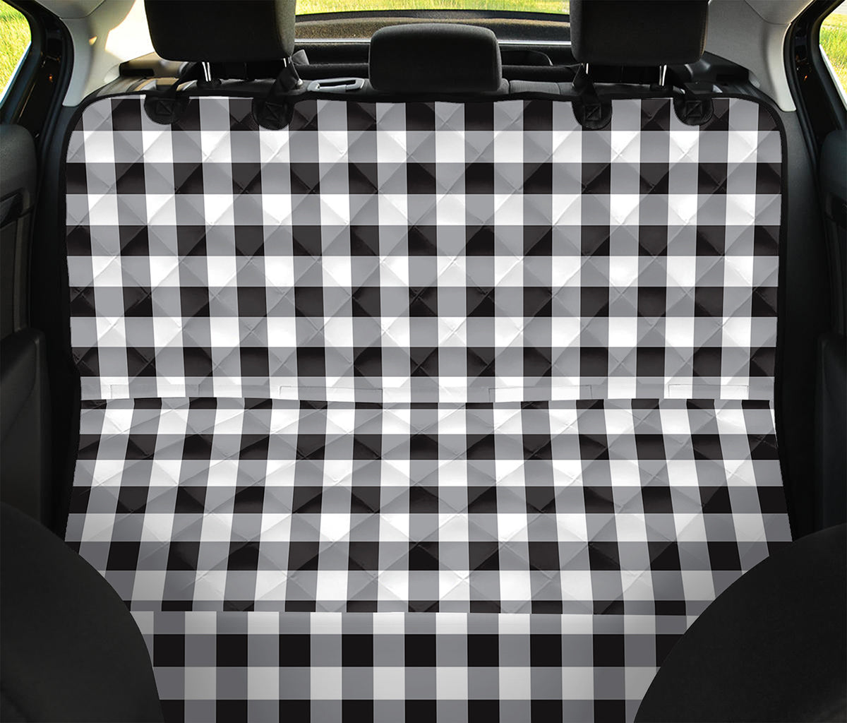 Black And White Check Pattern Print Pet Car Back Seat Cover