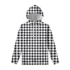 Black And White Check Pattern Print Pullover Hoodie