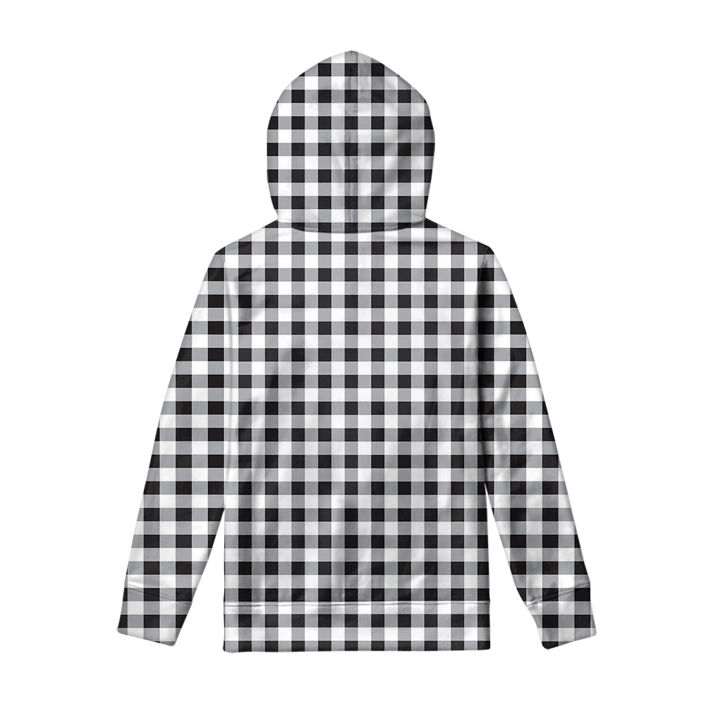 Black And White Check Pattern Print Pullover Hoodie