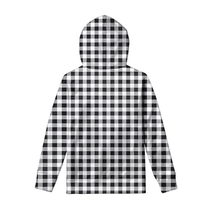 Black And White Check Pattern Print Pullover Hoodie
