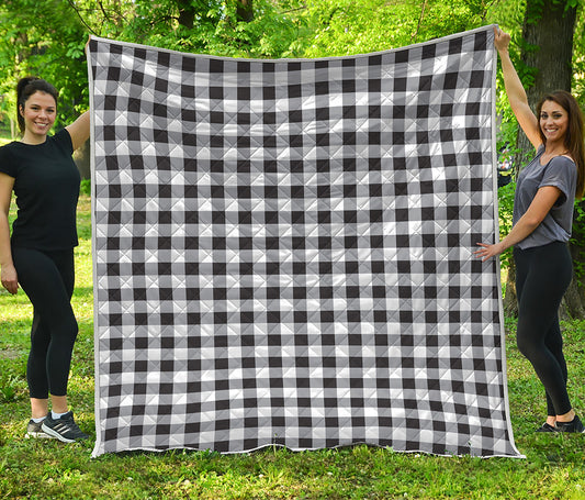 Black And White Check Pattern Print Quilt
