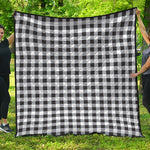Black And White Check Pattern Print Quilt