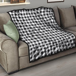 Black And White Check Pattern Print Quilt