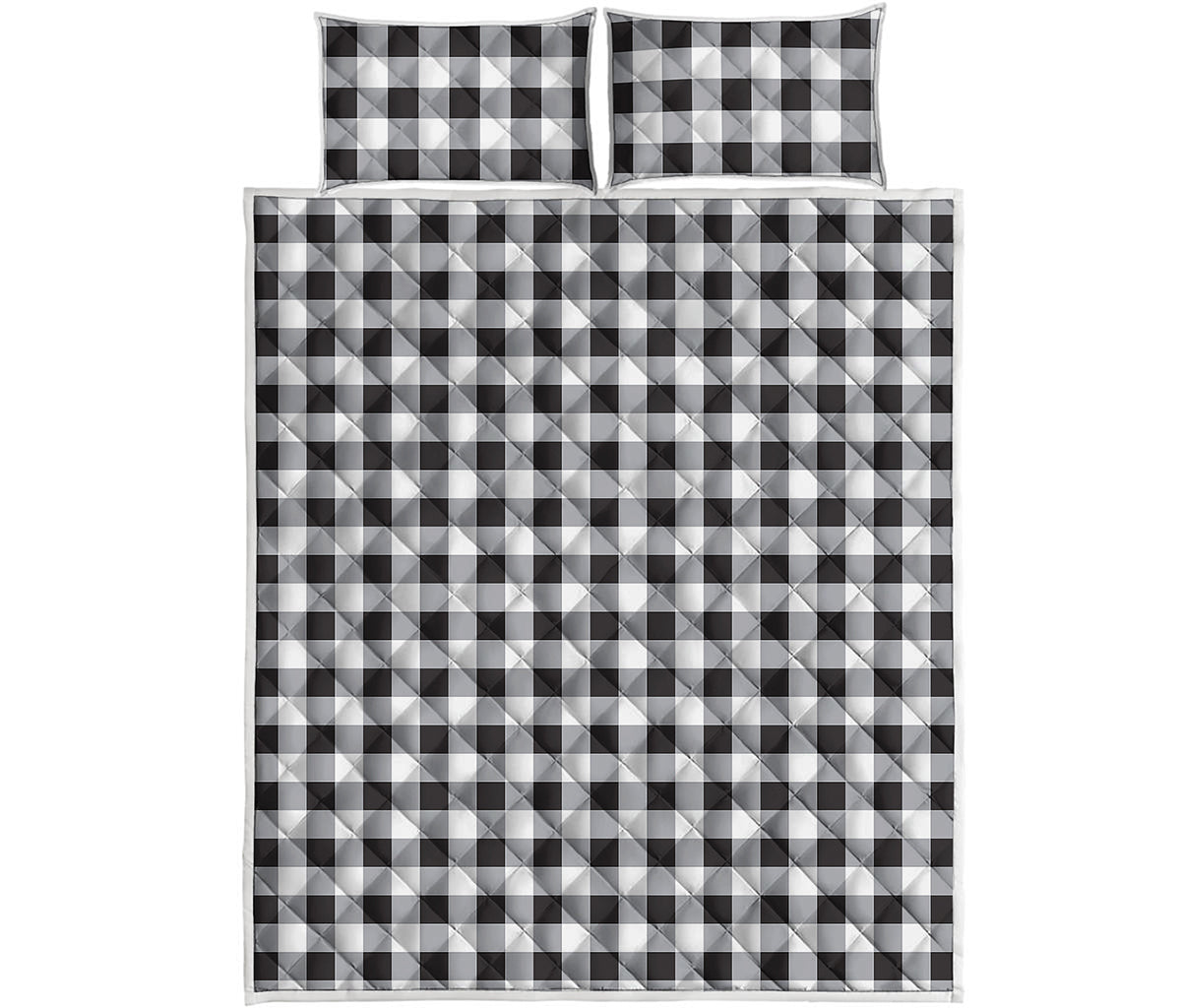 Black And White Check Pattern Print Quilt Bed Set