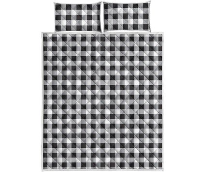 Black And White Check Pattern Print Quilt Bed Set
