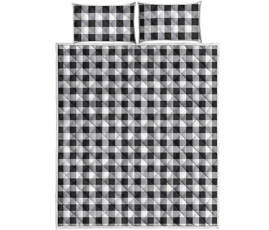 Black And White Check Pattern Print Quilt Bed Set