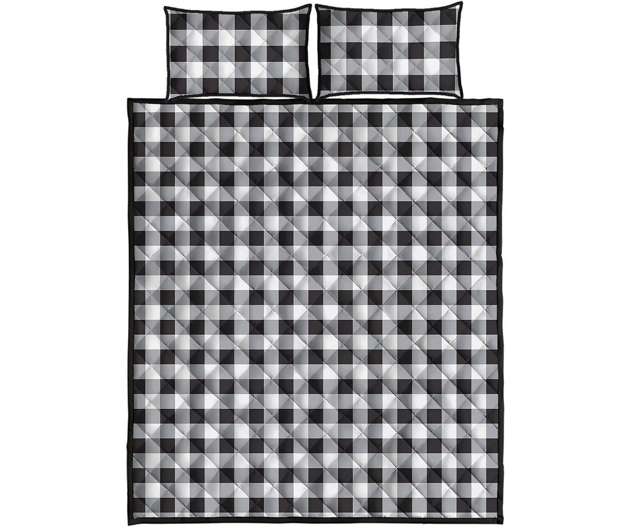 Black And White Check Pattern Print Quilt Bed Set
