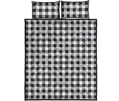 Black And White Check Pattern Print Quilt Bed Set
