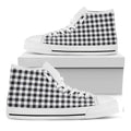 Black And White Check Pattern Print White High Top Sneakers