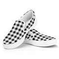Black And White Check Pattern Print White Slip On Sneakers