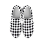 Black And White Check Pattern Print White Slip On Shoes