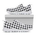 Black And White Check Pattern Print White Running Shoes