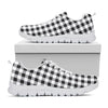 Black And White Check Pattern Print White Sneakers