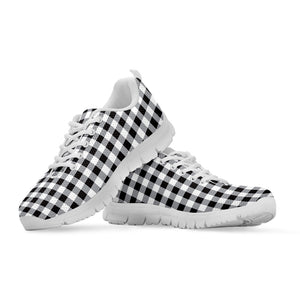 Black And White Check Pattern Print White Sneakers