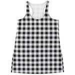 Black And White Check Pattern Print Women's Racerback Tank Top
