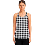 Black And White Check Pattern Print Women's Racerback Tank Top