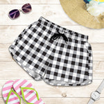 Black And White Check Pattern Print Women's Shorts