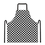 Black And White Checkered Pattern Print Apron