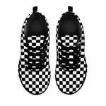 Black And White Checkered Pattern Print Black Sneakers