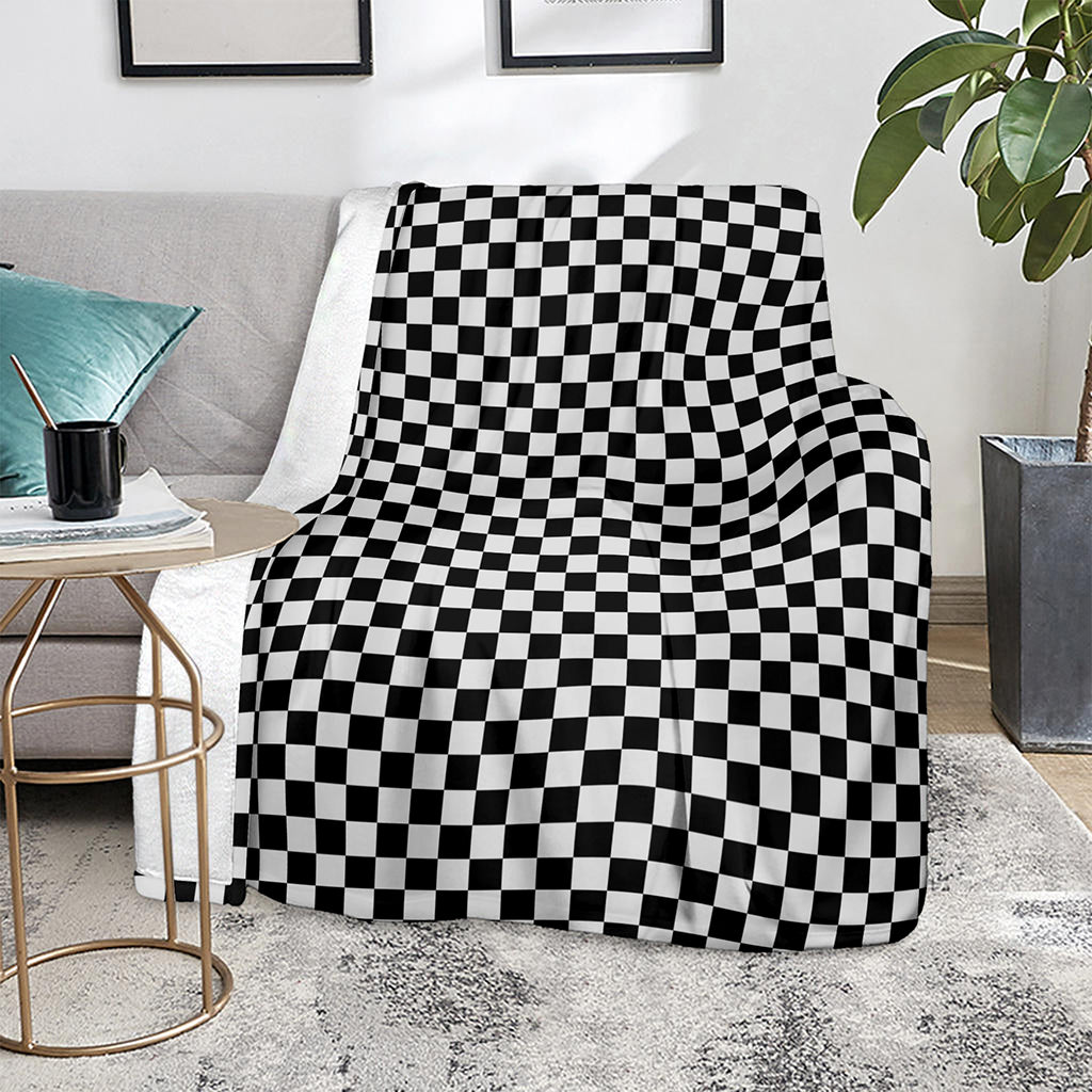 Black And White Checkered Pattern Print Blanket