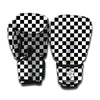 Black And White Checkered Pattern Print Boxing Gloves