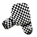 Black And White Checkered Pattern Print Boxing Gloves