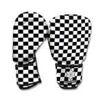 Black And White Checkered Pattern Print Boxing Gloves