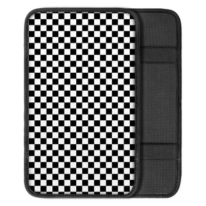 Black And White Checkered Pattern Print Car Center Console Cover