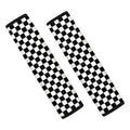 Black And White Checkered Pattern Print Car Seat Belt Covers