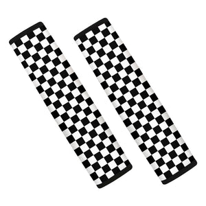 Black And White Checkered Pattern Print Car Seat Belt Covers