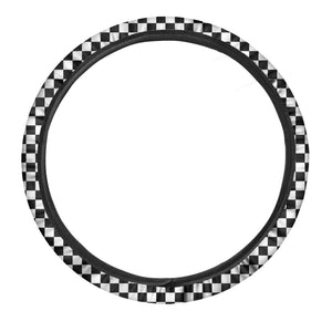 Black And White Checkered Pattern Print Car Steering Wheel Cover