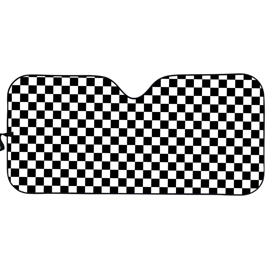 Black And White Checkered Pattern Print Car Sun Shade