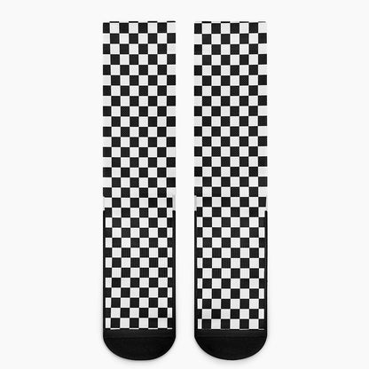 Black And White Checkered Pattern Print Crew Socks