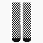 Black And White Checkered Pattern Print Crew Socks