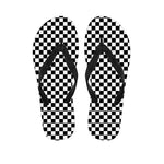 Black And White Checkered Pattern Print Flip Flops