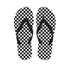 Black And White Checkered Pattern Print Flip Flops