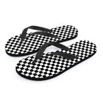 Black And White Checkered Pattern Print Flip Flops